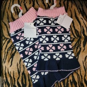 Pet Sweater Dress Fluffy Friends Pink and Navy Knit Warmer Xs Sm New! Ea.